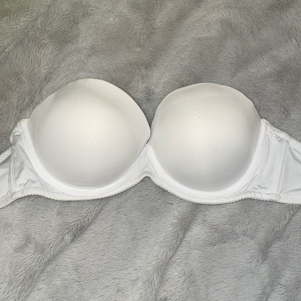 White strapless Victoria’s Secret push up bra